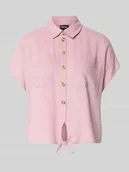 Bluzki damskie - bluzka koszulowa o kroju regular fit z mieszanki wiskozy i lnu model 'PIA' - miniaturka - grafika 1