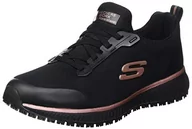 Sneakersy damskie - Skechers Damskie sneakersy Squad Sr, Czarna płaska dzianina różowe złoto wykończenie, 39 EU - miniaturka - grafika 1