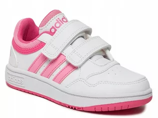 Buty dla dziewczynek - BUTY dziecięce ADIDAS HOOPS IG6105 obuwie biało różowe wiosna 31,5 - grafika 1