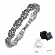 Bransoletki - Srebrna Bransoletka pr. 925 Elegancka Bransoletka z Markazytami na Prezent - miniaturka - grafika 1