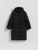 Kurtki damskie - Reserved - Długa kurtka z kapturem - czarny - miniaturka - grafika 1
