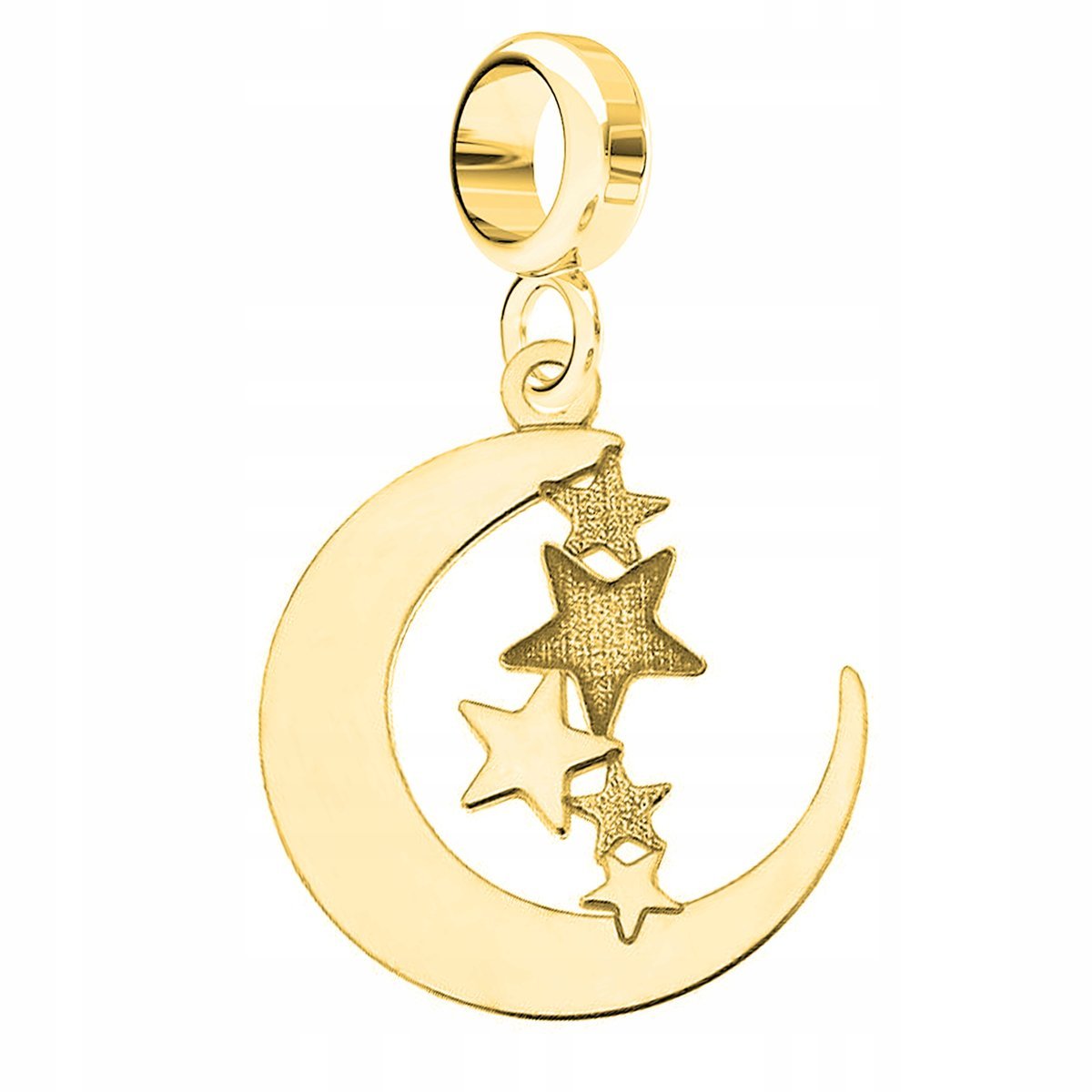 Charms Złoty Księżyc z Gwiazdkami Kosmos Gwiazdy Niebo Noc SREBRO 925