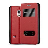 Etui i futerały do telefonów - Etui ochronne Cadorabo do Samsung Galaxy S5 / S5 NEO w kolorze czerwonym etui na telefon komórkowy pokrowiec na książkę - miniaturka - grafika 1