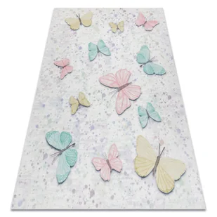 Dywan do prania BAMBINO 1610 Motyle, dla dzieci, antypoślizgowy - krem, 80x150 cm - Dywany dla dzieci - miniaturka - grafika 1