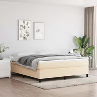 Łóżka - Lumarko Łóżko kontynentalne, kremowe, tapicerowane tkaniną, 160x200 cm - miniaturka - grafika 1