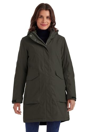killtec Damski Parka/wodoodporny płaszcz z odpinanym kapturem Damen Funktionsparka, Dunkeloliv, 42, 43284-000