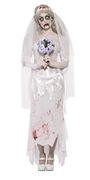 Sukienki - Smiffy's 23295 kostiumy 'Till Death Do Us Part Zombie Bride', sukienka, welon i bukiet, zombie Alley, biały (blanc), duży - miniaturka - grafika 1