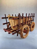Pozostałe ozdoby ogrodowe - Wóz drabiniasty z doniczkami jasny średni 57x27x33 cm - miniaturka - grafika 1
