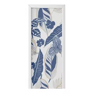 Naklejki na ścianę - Naklejka na drzwi HOMEPRINT Szaro niebieskie liście 95x205 cm - miniaturka - grafika 1