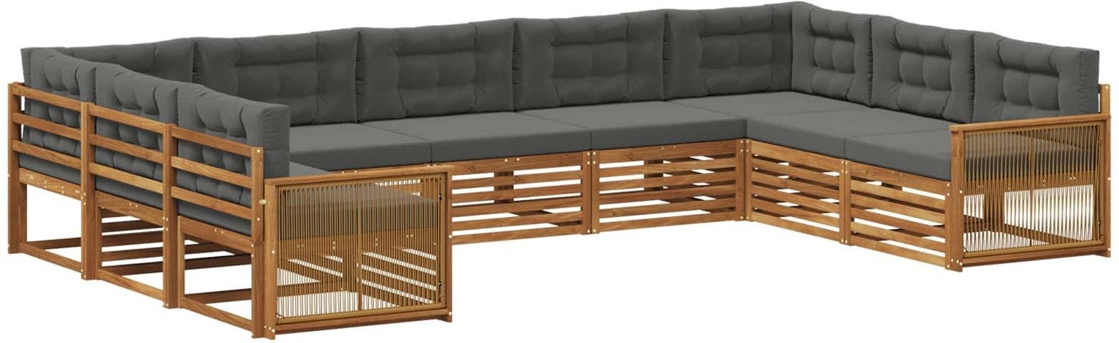 vidaXL Zestaw sof na zewnątrz z poduszką 9 pcs Naturalny i Antracytowy