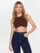Koszulki i topy damskie - Patrizia Pepe Top 8K0110/K082-B754 Brązowy Slim Fit - miniaturka - grafika 1