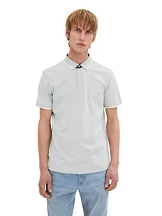 TOM TAILOR Męska koszulka polo z wyszywanym logo, 30898 - Ice Blue Offwhite Two Tone, L - Koszulki męskie - miniaturka - grafika 1