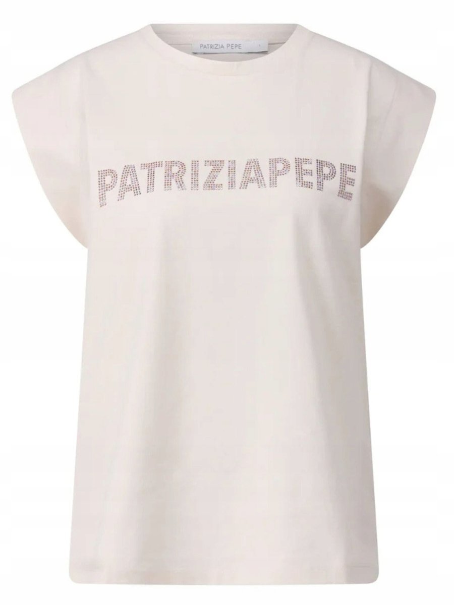 T-shirt damski Patrizia Pepe 2M4418 J295 beżowy - T-shirt: 40