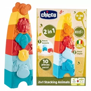 Chicco Eco+ Wieża Układanka 2W1 Zwierzątka 10 El. - Sortery dla dzieci - miniaturka - grafika 1