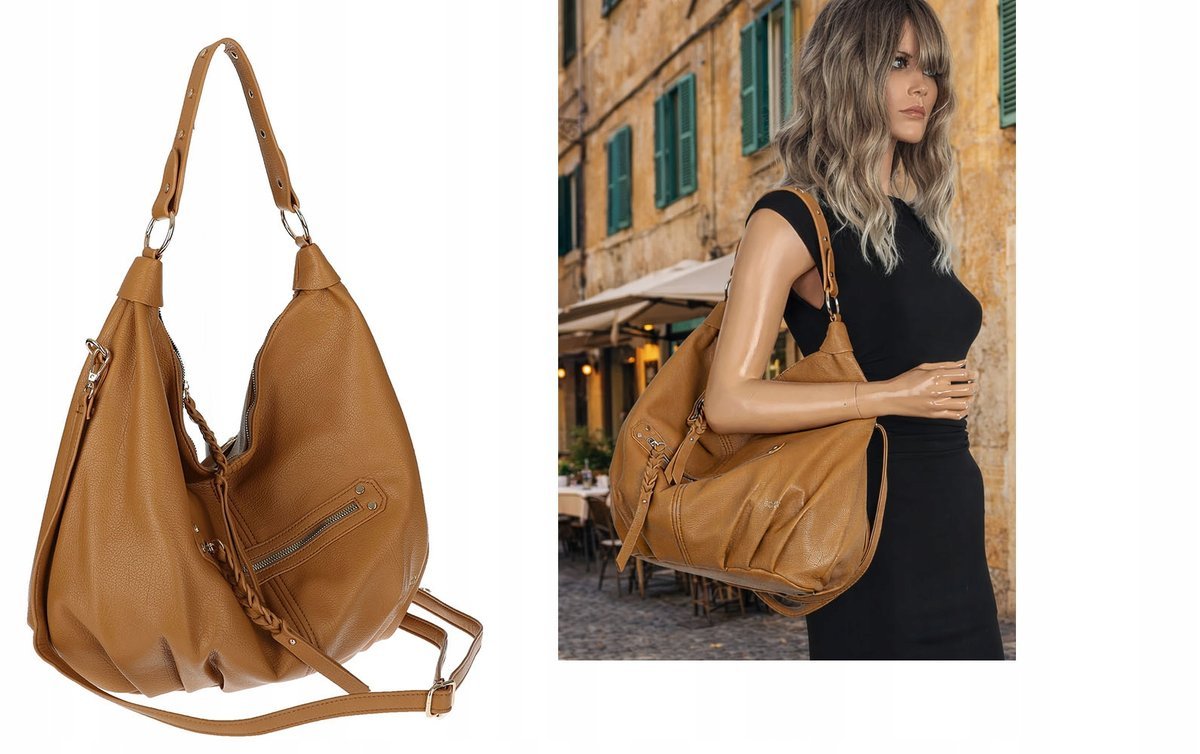 Torebka Damska Listonoszka Worek Shopper Torba na Ramię CC3501 Brązowa