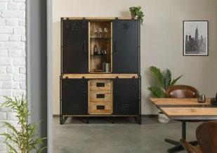 BLACKBURN Regał #106 Mango lakierowane / Czarny metal 150x55x200 cm - Regały BLACKBURN Regał #106 Mango lakierowane / Czarny metal 150x55x200 cm - Regały - miniaturka - grafika 1