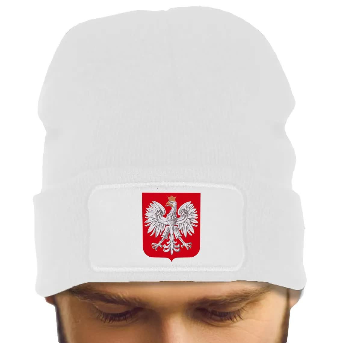 CZAPKA BAWEŁNIANA ZIMOWA BIAŁA NA MARSZ BIEG NIEPODLEGŁOŚCI 11 LISTOPADA