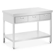 Meble gastronomiczne - Royal Catering Stół roboczy ze stali nierdzewnej 120 x 60 cm 436 kg 3 szuflady - miniaturka - grafika 1