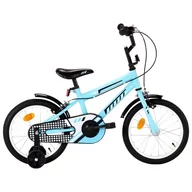 Rowery - vidaXL Rower dla dzieci 16 cali czarno-niebieski - miniaturka - grafika 1