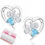 Biżuteria dla dzieci - SREBRNE KOLCZYKI 925 DLA DZIEWCZYNKI łapki wkrętki zdobione cyrkoniami - miniaturka - grafika 1