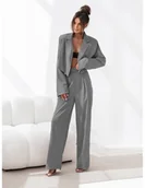 Komplety damskie - Garnitur w paski z szerokimi spodniami MORGANA - szary - miniaturka - grafika 1