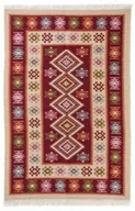 Dywany - Dywan KILIM romby bordo dwustronny - miniaturka - grafika 1