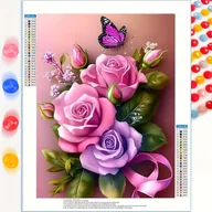 Rękodzieło - TEMU Zestaw do malowania diamentowego bez z motywem kwiatów i motyli, zestaw dla początkujących, dekoracja ścian artystyczna, idealny prezent na - miniaturka - grafika 1