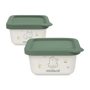 Miniland, Pojemnik Hermetyczny Eco-Friendly, 2X400 Ml, Żabka - Akcesoria do karmienia - miniaturka - grafika 1