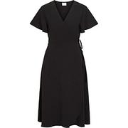 Sukienki - Vila Damska sukienka Vilovie S/S Wrap midi/Su-Noos, czarny, 34 - miniaturka - grafika 1