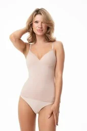 Top damski beżowy z wbudowanym biustonoszem Cami Top Bra Julimex - Bielizna nocna - miniaturka - grafika 1
