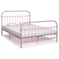 Łóżka - vidaXL Rama łóżka, różowa, metalowa, 140 x 200 cm - miniaturka - grafika 1