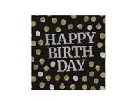 Dekoracje i nakrycia stołu na imprezę - Folat Serwetki urodzinowe czarne Happy Birthday - 33 cm - 20 szt. F68002 - miniaturka - grafika 1