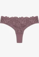 Majtki damskie - Fioletowe Koronkowe Majtki Stringi z Bawełny Venalora - miniaturka - grafika 1