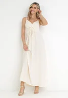 Sukienki - Beżowa Sukienka z Wiskozy Amanita - miniaturka - grafika 1