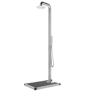 vidaXL Prysznic ogrodowy z szarą podstawą, 230 cm, stal nierdzewna - Akcesoria do basenów - miniaturka - grafika 1