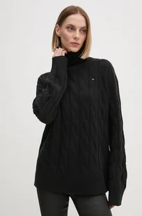 Tommy Hilfiger sweter damski kolor czarny lekki z golfem WW0WW43102 - Swetry damskie - miniaturka - grafika 1