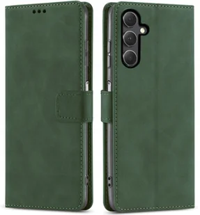 ETUI Z KLAPKĄ do Samsung A15 5G ZIELONE ZAMYKANE CASE + SZKŁO - Etui i futerały do telefonów - miniaturka - grafika 1