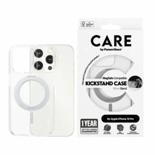 Etui CARE by PanzerGlass Kickstand Case MagSafe na iPhone 15 Pro - srebrne - Etui i futerały do telefonów - miniaturka - grafika 1