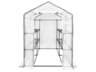Szklarnie ogrodowe - Mini tunel szklarniowy z półkami szklarnia 1,4x1,4x2m Biały - miniaturka - grafika 1