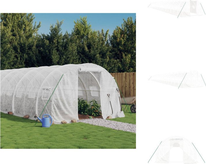 vidaXL Szklarnia z ramą stalową biała 72 m² 24x3x2 m - Szklarnie