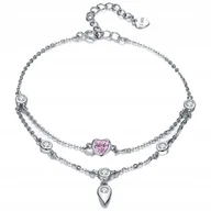 Bransoletki - Bransoletka srebrna PODWÓJNA Z CYRKONIAMI Pr.925 BS047 - miniaturka - grafika 1