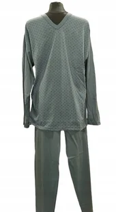 BAWEŁNIANA PIŻAMA MĘSKA DŁUGI RĘKAW NIEBIESKA XL - Piżamy damskie - miniaturka - grafika 1