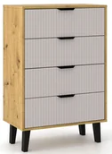 Komody - Kooda ryflowana z 4 szufladami dąb artisan + kaszmir K2-H94 - miniaturka - grafika 1