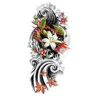 Zabawki kreatywne - Tattou, Duży tatuaż zmywalny tymczasowy 21cm motyw Kwiaty XQB-063 - miniaturka - grafika 1
