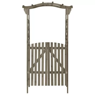 vidaXL Pergola z furtką, 116x40x204 cm, szara, lite drewno jodłowe - Kratki i pergole - miniaturka - grafika 1