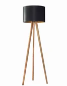 Lampy stojące - Drewniana Lampa Stojąca Podłogowa 150 Trójnóg Dąb Abażur Tkanina Do Salonu - miniaturka - grafika 1