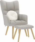 Fotele - VidaXL Fotel relaksacyjny z podnóżkiem Cloud Grey Fabric - miniaturka - grafika 1