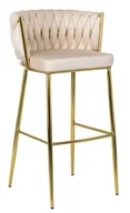 Taborety i hokery - Kremowy hoker z plecionką na złotych nogach Z8-P62 - miniaturka - grafika 1