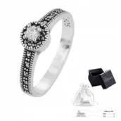 Pierścionki - Pierścionek Srebrny pr. 925 Elegancki z Markazytami i Cyrkonią r. 16 - miniaturka - grafika 1