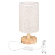 Lampy stojące - Lampka stołowa nocna biurkowa Hilda E27 biała z abażurem i elementami drewna MasterLED - miniaturka - grafika 1